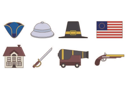 Set Of American Colonial Icons vector