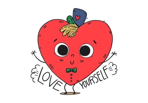 Cute Heart Kid Character With Hat And Happy Quote vector