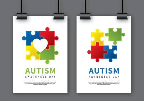 Autism Awareness Poster Mock Up vector