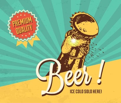 Cold Beer Vector Retro Poster