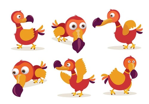 Dodo Cartoon Character Pose Vector Illustration