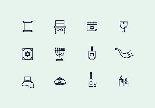 Judaism Outline Icons vector