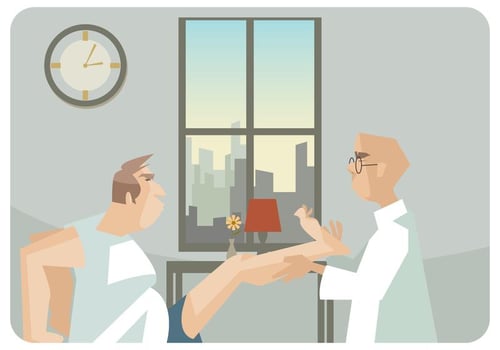Physiotherapist Giving A Leg Massage Vector