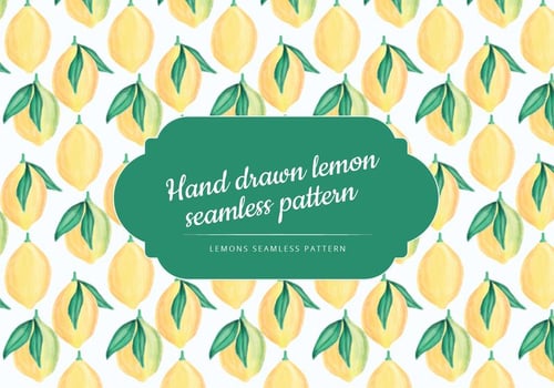 Vector Hand Drawn Lemon Seamless Pattern