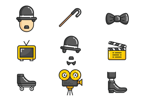 Charlie Chaplin Icons Vector