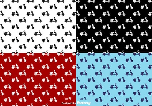 Scooter Flat Icons Seamless Pattern - Vector