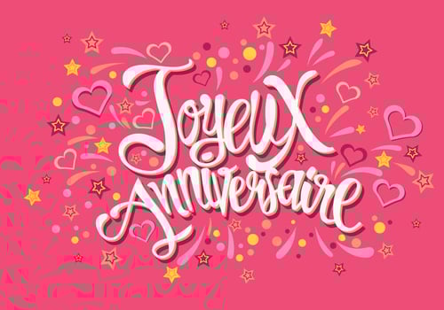 Happy Birthday in French Joyeux Anniversaire Vector