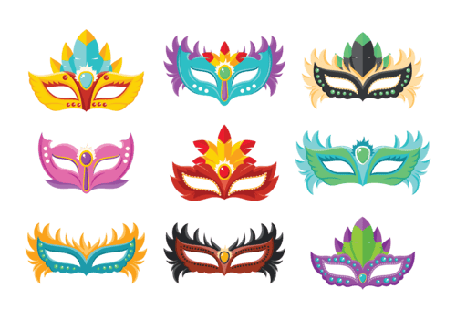 Masquerade Ball Icons Vector