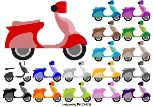 Scooter Flat Colorful Icons - Vector