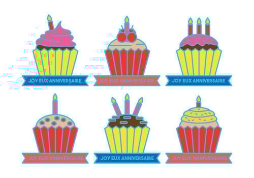 Anniversaire cupcake celebration vectors