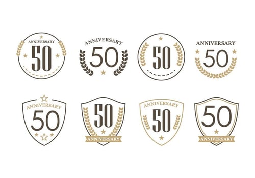 50th Years Anniversary Badges vector