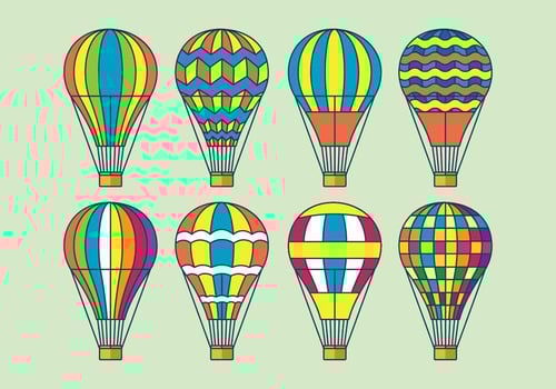 Hot Air Balloon Vector Icons Set