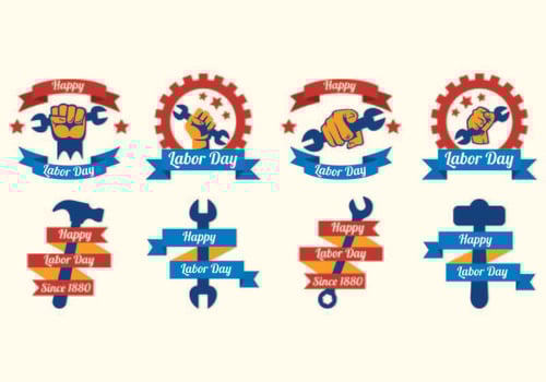 Happy Labor Day Vector Labels