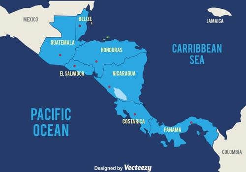 Blue Central America Map Vector