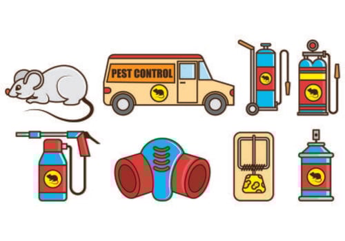 Set Of Pest Control and Mouse Trap Icons vector