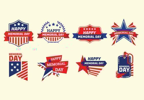 Set of Memorial Day Label Vectors