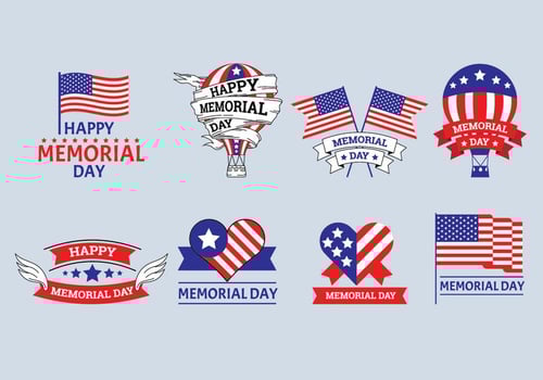 Set of Memorial Day Label Vectors