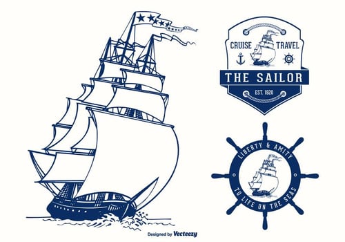 Colonial Vessel Badges Vector Design