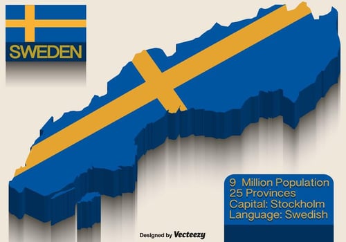 Vector Sweden Flag On 3d Map
