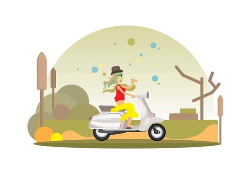 Lambreta Ride Vector Background 