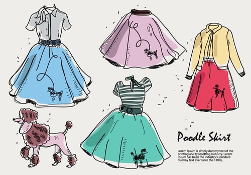 Hand Drawn Poodle Skirt Sketch Vector Illustration