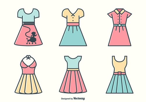 Retro Fifties Dresses And Skirts Vectors