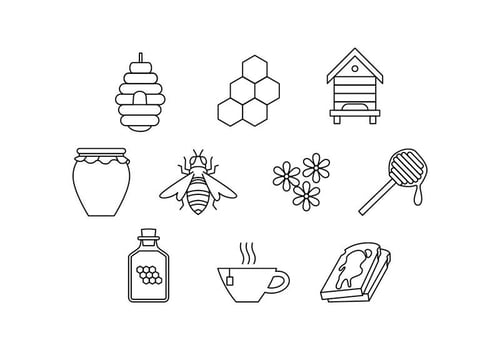 Beekeeping Icons Vector