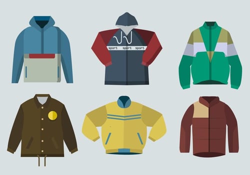 Color Windbreaker Jacket Flat Vector Illustration