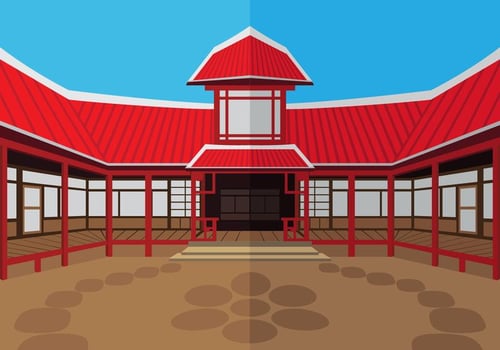 The outside dojo temple vector