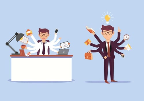 Multitasking Business Man Vector Illustration