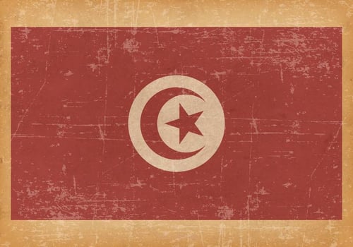 Old Grunge Flag of Tunisia vector