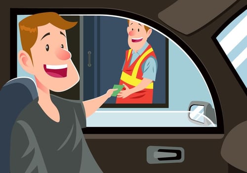 Man Paying Money At A Toll Booth Vector 