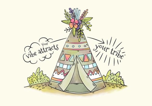 Cute Tribal Tent With Flowers And Leaves vector