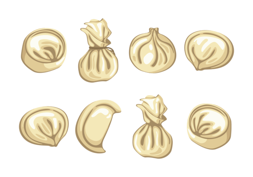 Dumplings Icons Vector