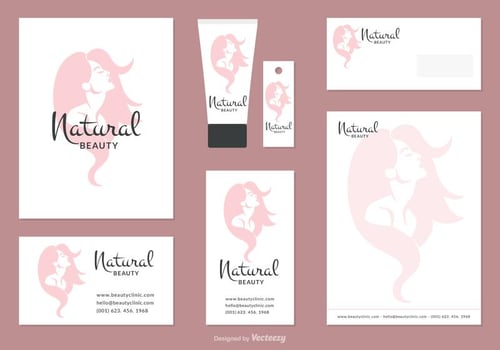Woman Face Silhouette Corporate Identity Vector Set