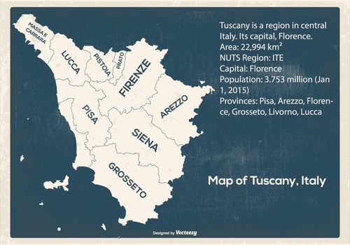 Grunge Map of Tuscany Italy vector