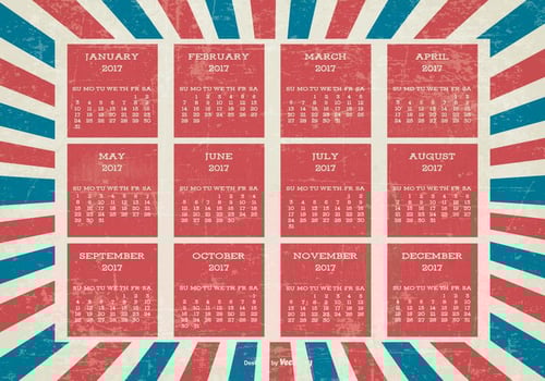 Patriotic Style Grunge 2017 Calendar vector