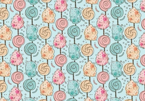 Sweet Pattern Candy Floss Vector