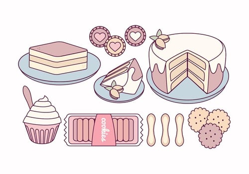 Vector Tiramisu and Sweets Illustration