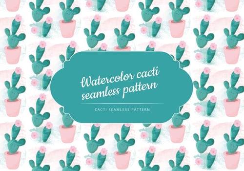 Vector Watercolor Cacti Pattern