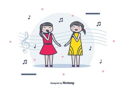 Girls Singing Vector Background