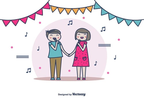 Couple Singing Vector 