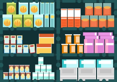 Set Of Tin Box In The Cabinet vector