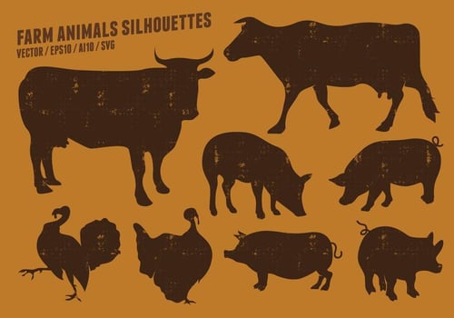Farm Animal Silhouettes Collection vector