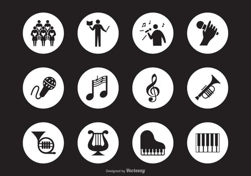 Black Musical Performance Silhouette Vector Icons