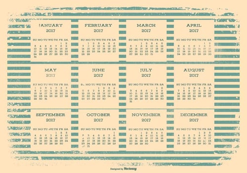 2017 Retro Grunge Calendar vector