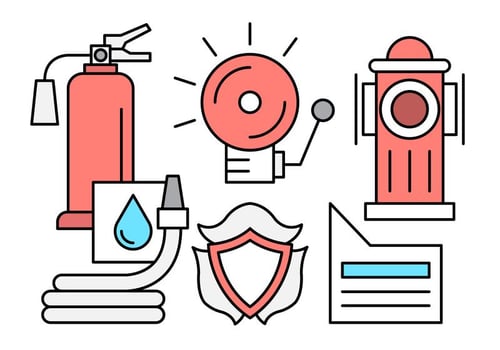 Firefighter and Fire Department Icons in Vector