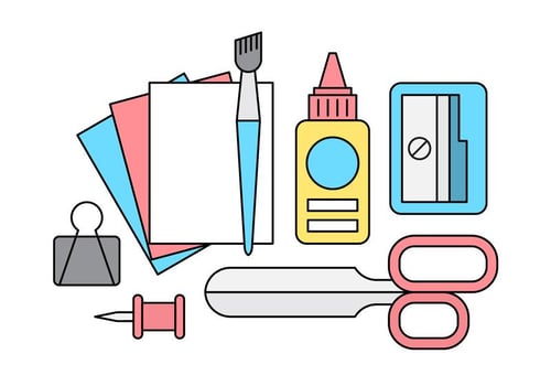Linear School Supplies vector