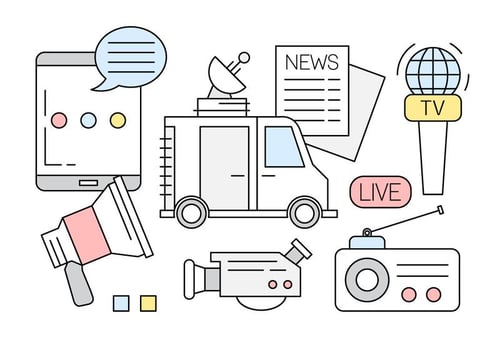 Linear Media Icon Collection vector