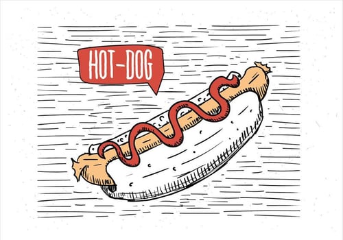 Free Hand Drawn Vector Hot-Dog Illustration